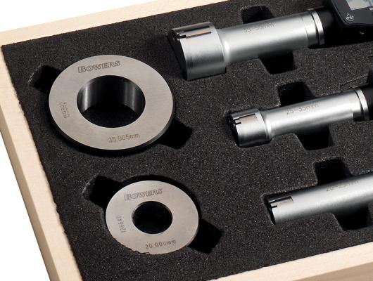 BOWERS SXTD6U-BT digital 3-punkt mikrometer sæt 50-100 mm med 3 digitale enheder med kontrolring og Bluetooth